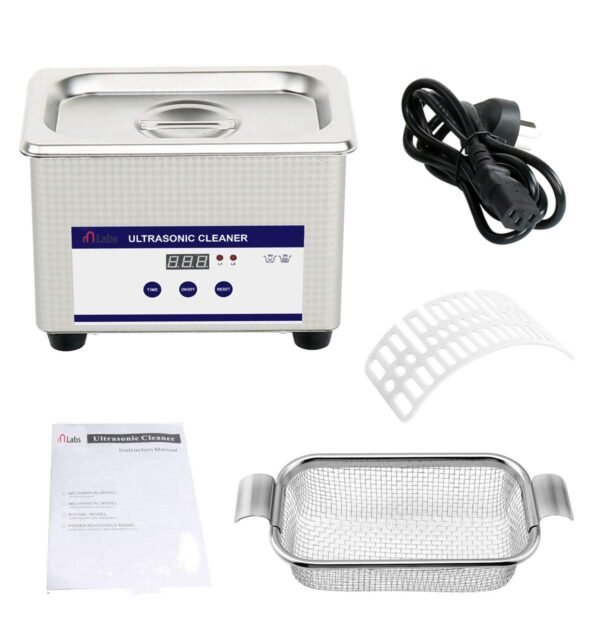 Dental Digital Ultrasonic Cleaner with Lid, Digital Timer, Heater, Basket-800ml