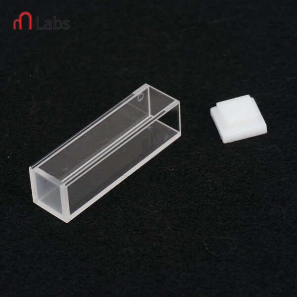 Fluorescence Quartz Cuvette Cell 10 mm, Teflon Lid for Fluorometer (4 Side transparent windows)